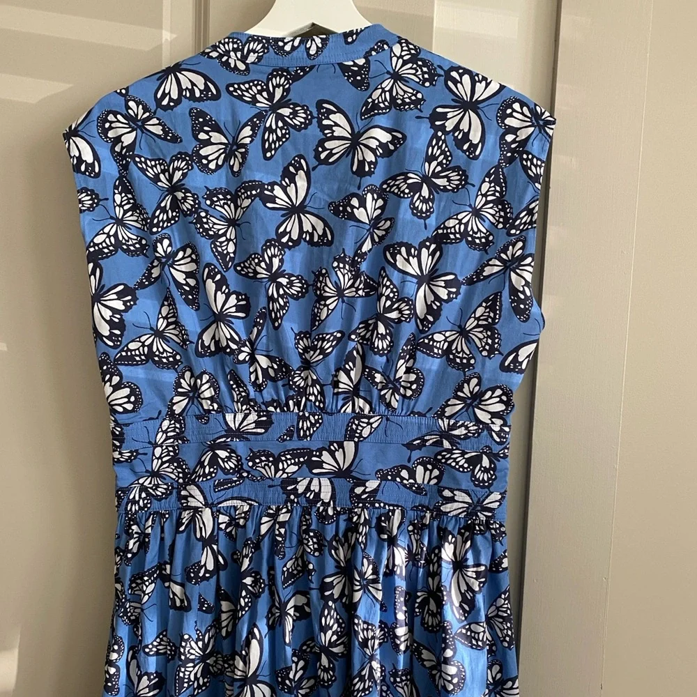 Kate Spade women’s Poplin Bow Butterfly Print Dress in a blue color size 8